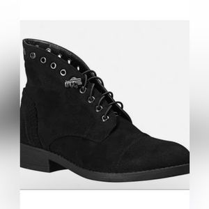 Avenues Cloud walkers Wide Width Combat Boots Size 8W black lace up suede shoes